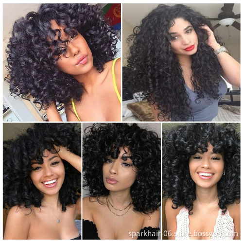 Brazilian Bouncy Curl Human Hair Bundles With Closure,40 inch Spiral Curl Hair 3 Bundles with 13*4 Lace Frontal Natural Black